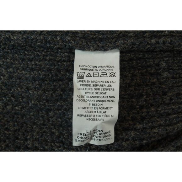 LL Bean Organic Cotton Waffle Sweater Cardigan Dark Cinder Size XL Minimalist - Picture 9 of 11